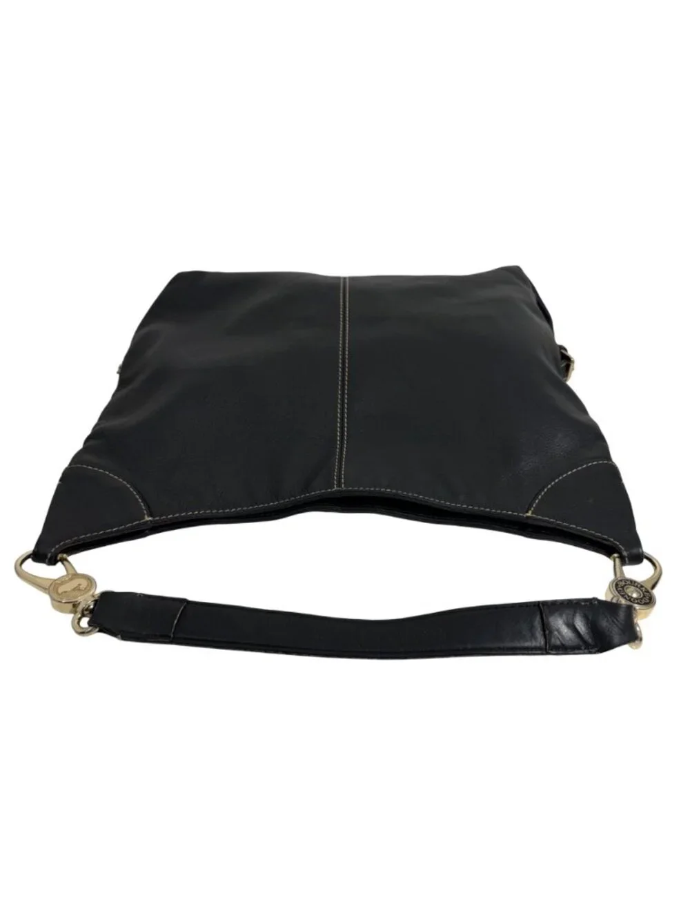 Dooney Bourke Black Leather Large Slouchy Hobo Shoulder Bag Toggle Clasp Strap